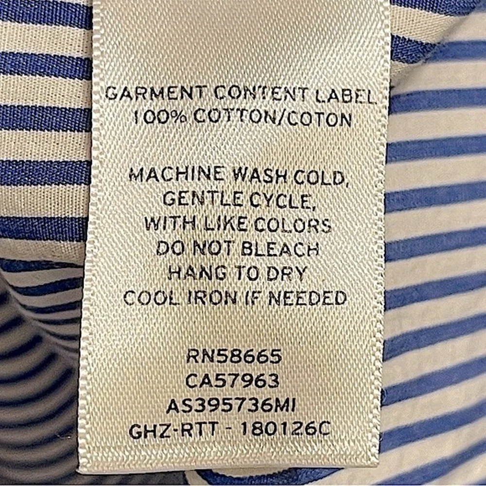 Nordstrom 1901 Striped Blue & White Cotton Shirtdress Belt Cotton Obi Sash Sz 6 - Picture 12 of 12